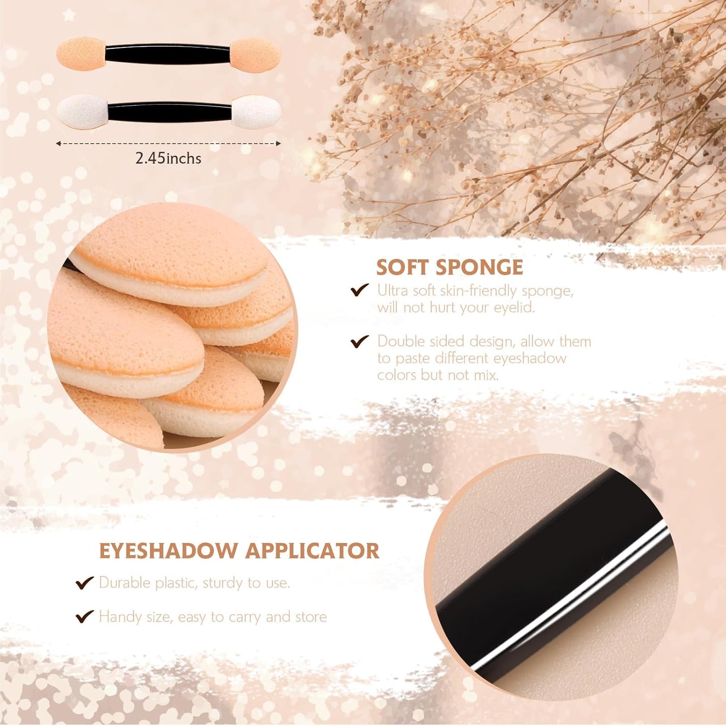 150 PCS Eyeshadow Applicators Sticks with Container. 2.45' Professional Disposable Eye Shadow Makeup Brushes