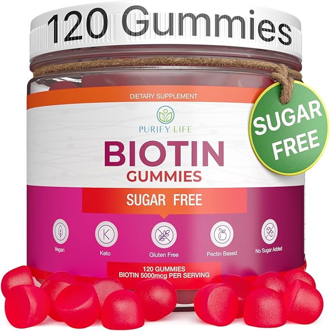 (Bulk - 120ct) Hair Growth Optimizer - Vegan Biotin Gummies - Tasty Biotin Supplement for Women & Mens Thicker Hair - Nail Growth & Strengthener for Brittle Breaking Nails & Skin Health, Gluten-Free