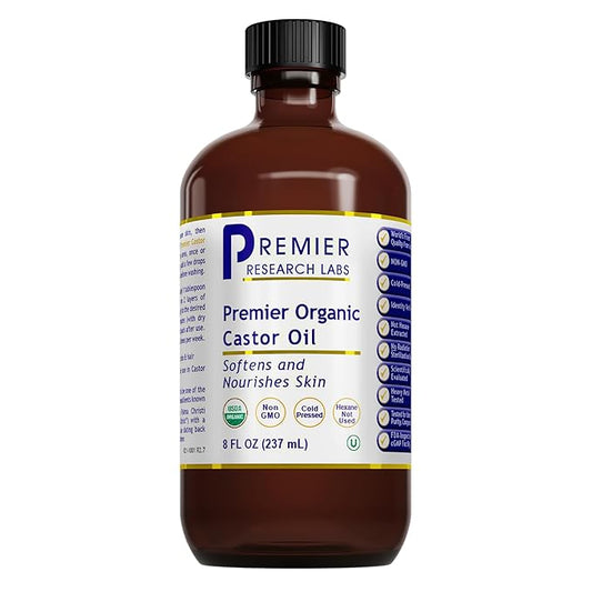 Premier Research Labs Castor Oil - Cold Pressed & Hexane-Free Castor Oil - Body Oil for Dry Skin & Hair - Castor Oil for Body Moisturizer - Pure Vegan & Non-GMO - 8 fl oz