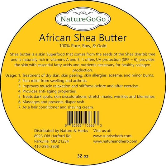 Pure, Raw & Gold, 100% African Shea Butter 32oz