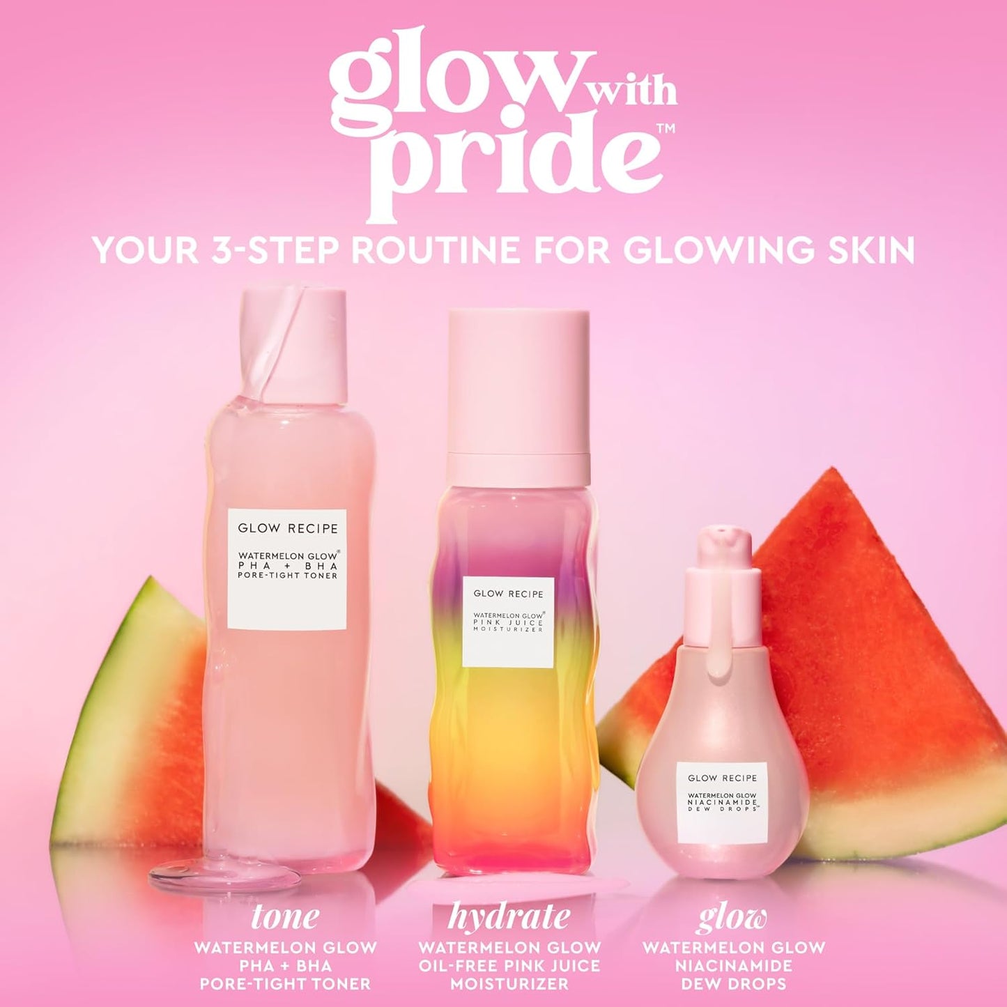 Glow Recipe Limited Edition Pride Pink Juice Water Gel Face Moisturizer - Hydrating Hyaluronic Acid, Radiance Boosting, Non-Comedogenic, Oil-Free, Long-Lasting Korean Skin Care for Oily Skin (50ml)