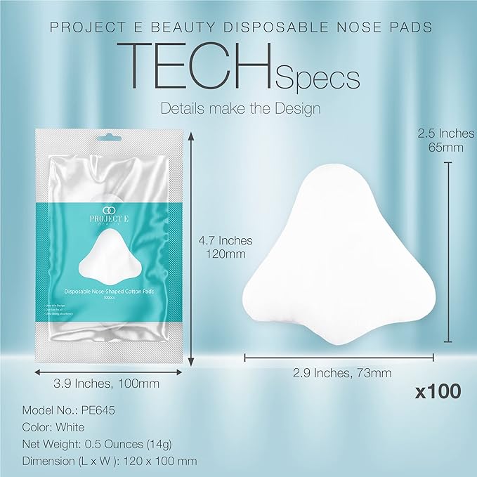 100pcs Disposable DIY Non-Woven Nose Mask Paper by Project E Beauty | Cotton Nose Care Mask | For Skincare & Spa Salon Use | Nose Paper for Toner, Serum, or Lotion (100, Nose Shaped)