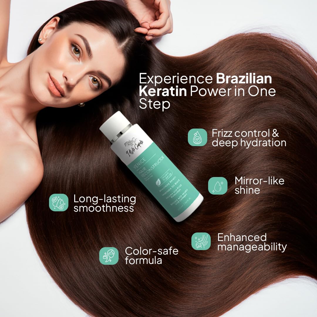 Venice Smoothing Keratin Kit, Keratin Hair Treatment Straightening Set- Keratina Para Alisar El Pelo Sin Formol - Paso Unico & Hair Mask for Silky Soft Hair (500g)- (Pack of 2)