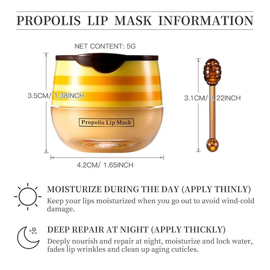 2 PCS Honey Lip Balm Pot, Honey Lip Mask, Reduces Lines, Hydrate & Moisturizing Skin Care, Prevention Dry Cracked Lips Repair Treatment