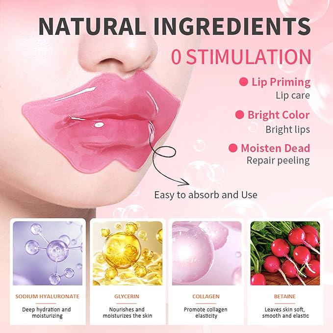 Sulily 30 Pairs Strawberry Lip Masks&Gold Dust Light Green Eye Masks,Crystal Collagen Eye Patches for Puffy Eyes,Moisturizing Cooling Skin Care Lip Eye Patches for Puffiness and Dark Circles