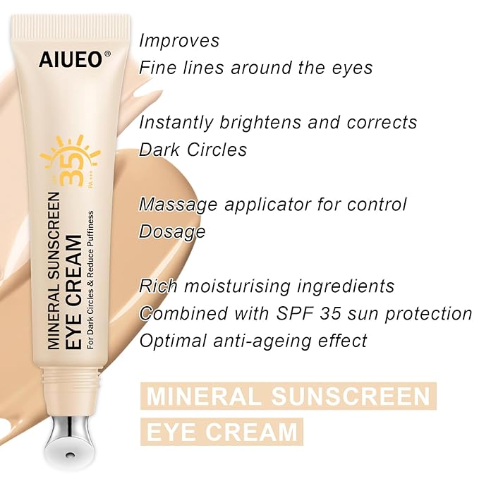 Scarman Mineral Eye Cream, 3-in-1 Anti-Aging Eye Cream, SPF 35, Wrinkle Care, Filter Phone Skin-Damaging Blue Light for Dark Circle and Fine Lines, 15ML(#01 Light)