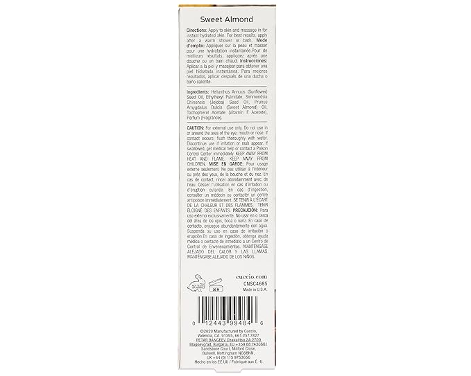 Cuccio Naturale Hydrating Dry Body Oil - Sweet Almond for Unisex - 3.38 oz Oil