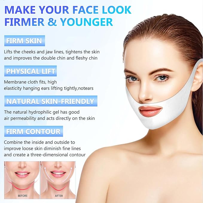 5PCS Bloskin Double Chin Mask Reusable,Bloskin Lifting Face Mask,Bloskin Double Chin Mask, Bloskin Lift,V Line Lifting Mask for All Skin Types,V Shape Face Lift Mask for Lifting and Firming the Face