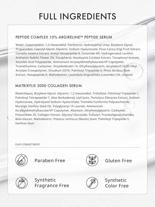 Depology Peptide Serum Duo, MATRIXYL® 3000 Serum + Peptide Complex 10% Wrinkle Defense, Argireline™ Peptide Serum, Hydrating Face Serum Targets Dynamic Wrinkles