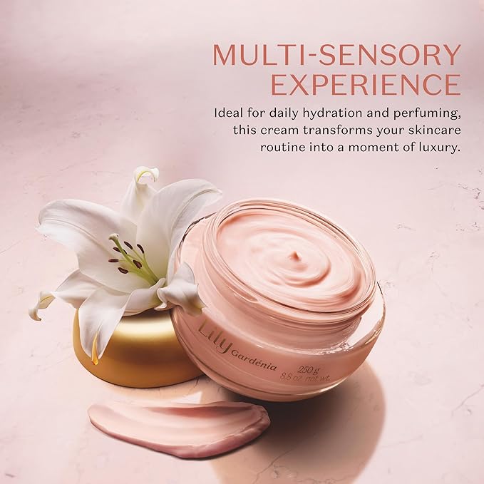 O Boticário Lily Gardenia Satin Body Cream, Intense Hydration and Sophisticated Perfume, 8.8 Ounce (250g)