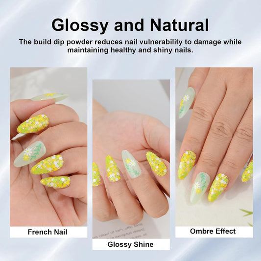 Glitter Dip Powder, Sprinkle On Glitter Collection Dipping Powder - Yellow Green -No Lamp required - Long Lasting Dip Nail Colors - Nail Color for Professionals And Home Use 1oz