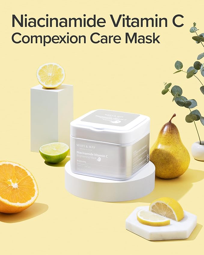 Mary&May Niacinamide Vitamin C Daily Mask - Quick Dispenser Type Korean Face Mask Sheet for Radiance Clear Skin - Dark Spot Correction and Luminous Skin - Hypoallergenic and Eco-Friendly, 30 Sheets