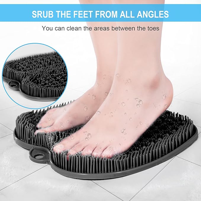 BESKAR 2Pack Shower Foot Scrubber Mat, Foot Scrubbers for Use in Shower, Cleaning & Exfoliating Your Feet No Bend
