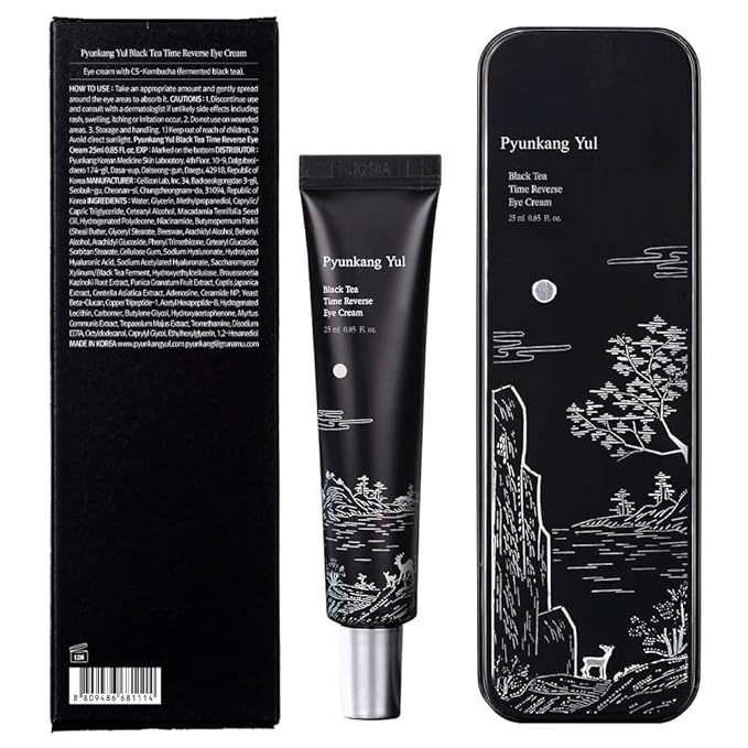 PYUNKANG YUL Black Tea Time Reverse Eye Cream, Luxurious Firming, Hyaluronic Acids, Ceramide Rich Nourishment, Moisture Barrier and Peptides Increasing Skin Elasticity, Fermented Black Tea 0.85 fl.oz.