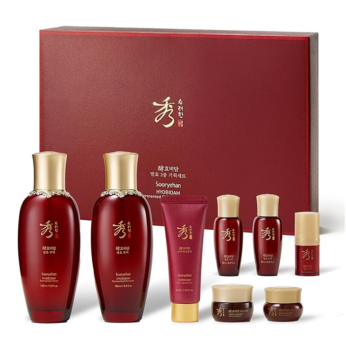 Sooryehan Ginseng Skincare Set - Hyobidam Korean Skin Care Set, Premium Gift Set for Intense Hydration, Firm Skin, Wild Ginseng, 13.53 fl oz