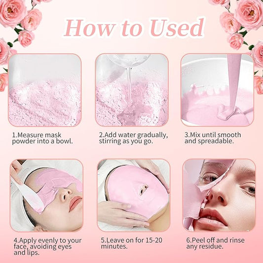 Peel-Off Jelly Mask Hydrating Cleaning Mask Spa Easy DIY Home Spa, Hydrating Icy Jelly Mask For Skin ROSE+Bamboo Charcoal