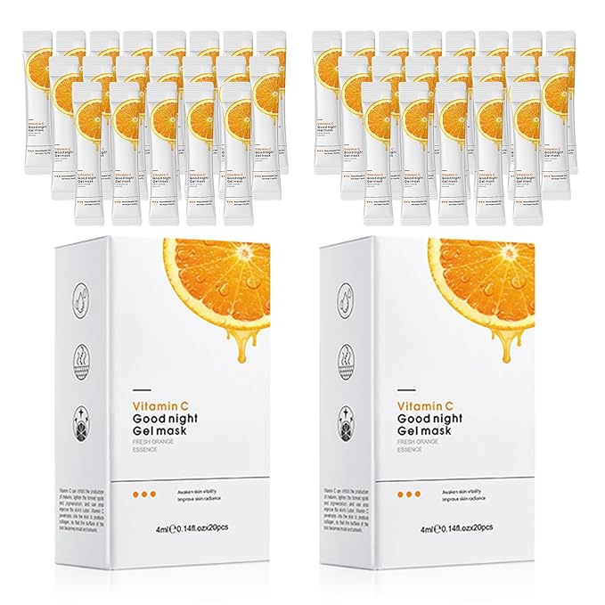 40 Packs Vitamin C Firming Sleeping Mask, Wash-Free Anti Aging Moisturizing Face Mask, Smooth & Tight Skin, Easy to Carry, Individual Packaging