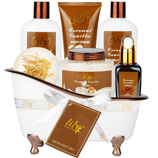 Mothers Day Gifts for Mom - 7-Piece Nourishing Bath & Body Gift Set for Women, Bath Collection with Bath Bomb | Perfect Christmas, Birthday Gifts, Luxury Self Care Kit, All Occasion Gift for Her & Him