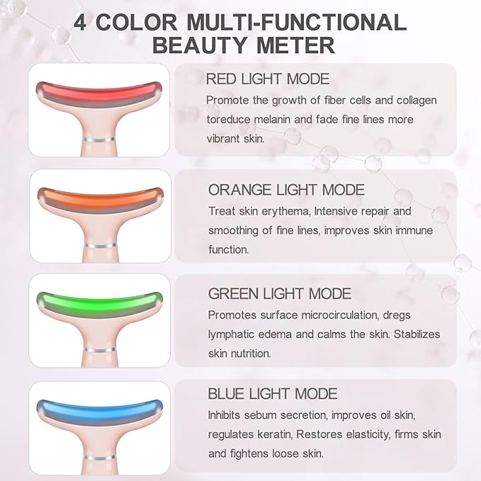 youngfocus Face-Neck-Massager, Vibration, Cooling and Thermal Functions for Multifunctional Skin Care, Anti-Aging Face Massager Improve, Firm, Tightening and Smooth (Pink)