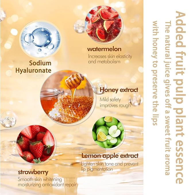 4 PCS Bee Lip Balm Lip Mask Honey Pot, Coconut Honey Peach Mint Moisturizing Sleeping Lip Mask Overnight with Sticks, Lip Balm Exfoliating Prevention Dry and Crack Lip Scrubs