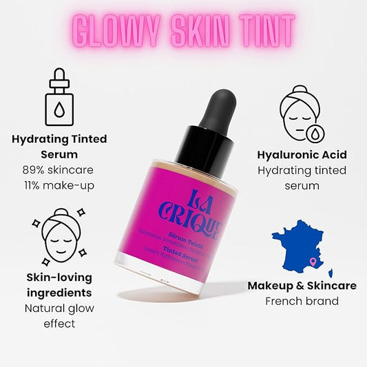 Tinted Serum - Hydrating Face Serum with Hyaluronic Acid - Skin Tint - Lightweight Foundation for Skin Glow - 99% Natural Ingredients - Vegan Makeup & Skincare - 1.0 Fl Oz – 04 Deep