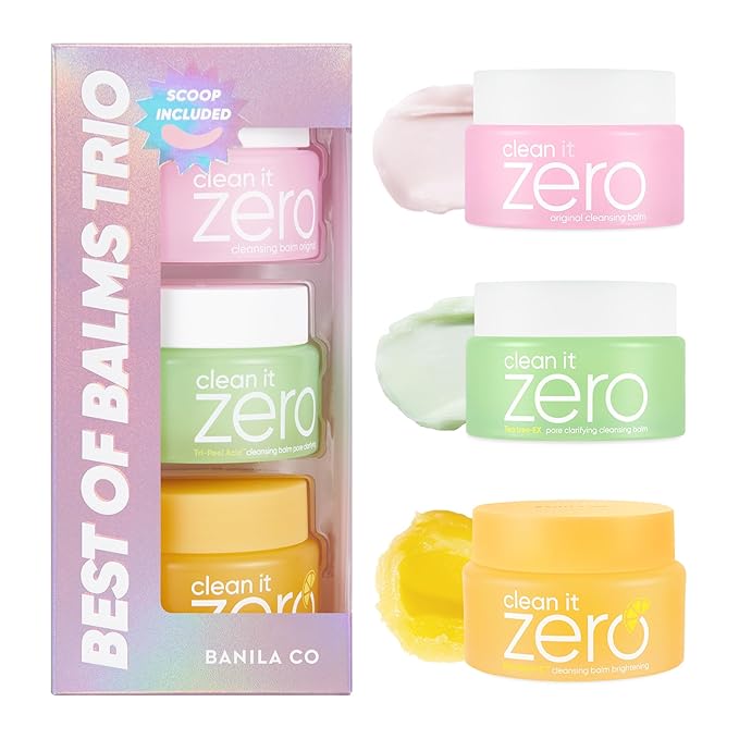 BANILA CO Clean it Zero Best of Balms Trio: Original, Brightening, Pore Clarifying (Pack of 3 travel sized balms, 25ml each)