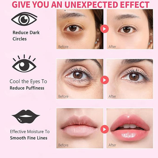 30 Pairs Lip Mask Under Eye Masks Patches, Crystal Collagen Hydrating Moisturizing Smoothing Lips Gel Pads for Puffy Eyes Bags,Dark Circles,Puffiness,Fine Lines,Wrinkles,Anti-Aging Blueberry