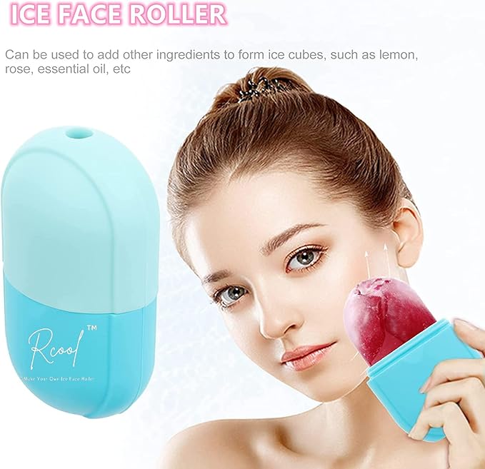 Ice Face Roller & Gua Sha,Face Massager,Facial Beauty Ice Roller Skin Care Tools,Skin Care Products-for Face&Eyes,Remove Fine Lines,Shrink Pores,Reduce Acne and Lubricate The Skin. (Blue)