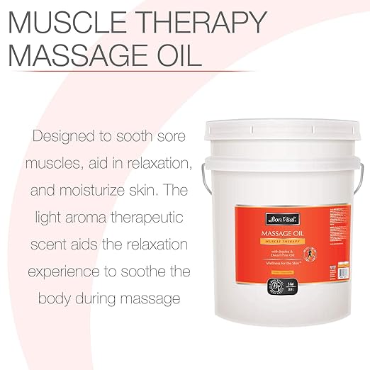 Bon Vital' Muscle Therapy Massage Oil Made with Dwarf Pine Oil & Essential Oils for a Soothing Massage & Soreness Relief, Can Be Combined with the IASTM and Graston Techniques, 5 Gallon Pail