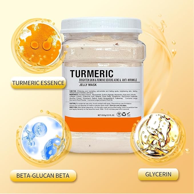 Jelly Mask for Facials Professional, Hydrating & Moisturizing Peel-Off Natural Gel Face Mask SkinCare, Professional Spa Use Jelly Face Masks, Deep Hydration & Glow 23 Fl Oz (Turmeric)