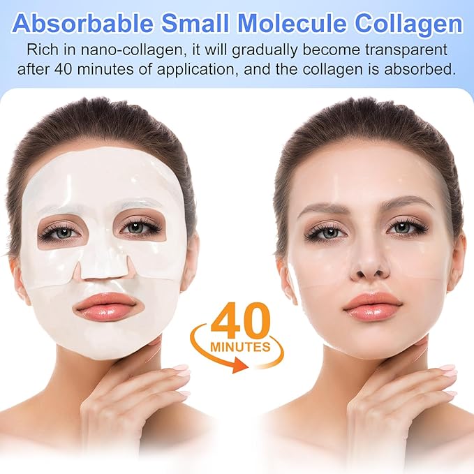 Collagen Face Mask, 6 Pack Overnight Collagen Mask for Women, Deep Collagen Anti Wrinkle Lifting Mask for All Skin Types, Pore Minimizing, Elasticity Improvement, 34g x6ea