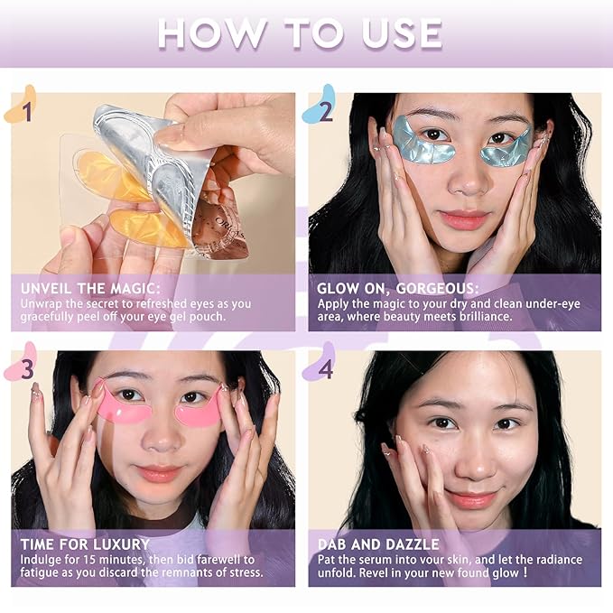 30pcs Under Eye Patches for Puffy Eyes and Dark Circles,Eye Gel Pads for Soothe Puffiness,Eye Bags and Wrinkles+Lip Mask & Lip Scrubber set for Dry Chapped Cracked Peel Lips Skin Care