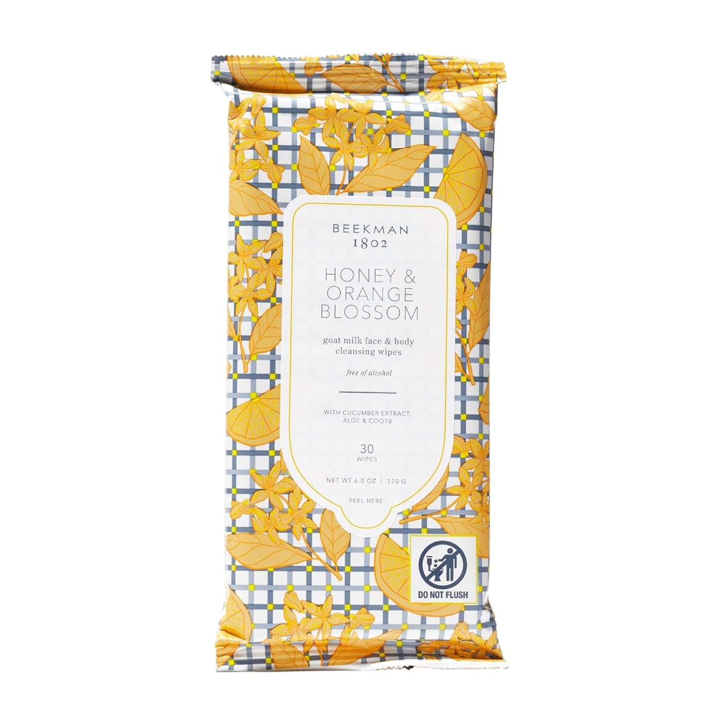 Beekman 1802 Face & Body Wipes, Honey & Orange Blossom - Scented - 30 Count - Cleanses - With Goat Milk, Aloe & Vitamin E - Alcohol Free, Biodegradable - Good for Sensitive Skin - Cruelty Free