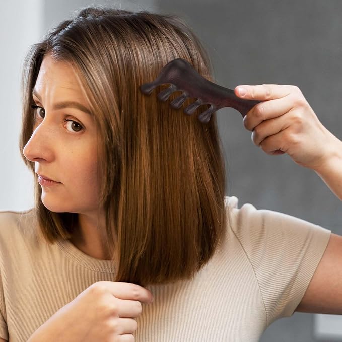 Scalp Gua Sha Comb, Loc Comb for Retwist, Scalp Massage Comb, Wooden Massage Head Comb, Wide Tooth Sandalwood Hair Comb, Wooden Scalp Massager Comb for Women, Men