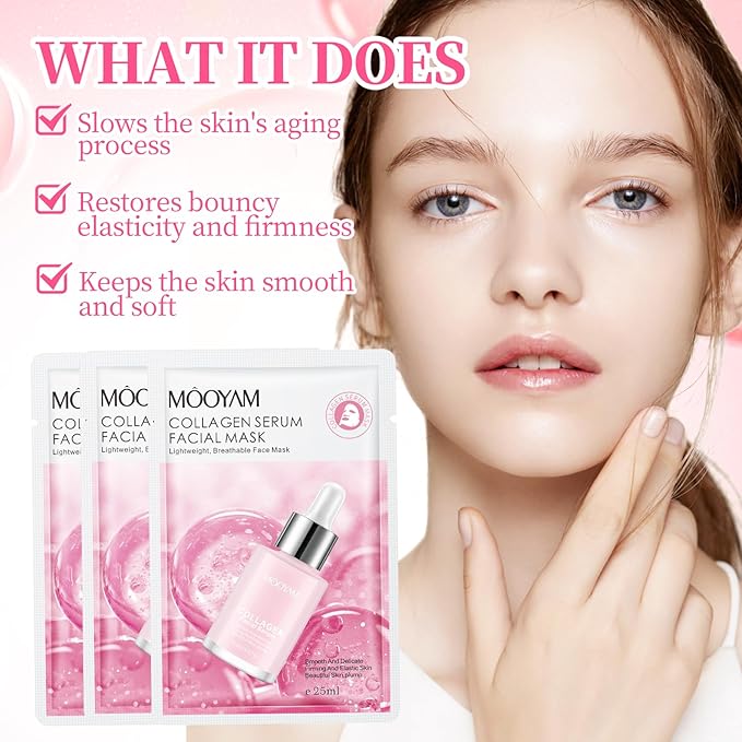 Peel Off Face Mask for Women & Men+Collagen Face Mask Sheet Pack of 10