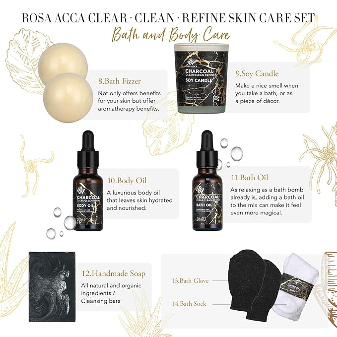 Mother's Day Gift, Skin Care Set, 28pcs Body & Facial Kit Gifts for Women & Men includes Face Cream, Bath Oil, Scented Candle, Hyaluronic Acid Face Serum, Facial Skin Care Set, Birthday, Christmas,Dad