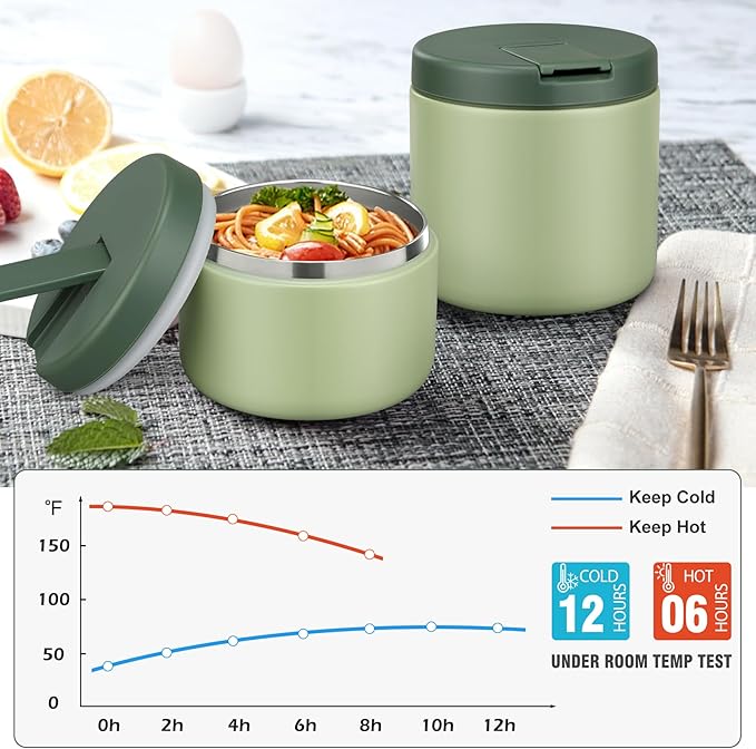 12oz Kids Soup Thermo for Hot Food Insulated Vacuum Food Jar with Buckle Lid, Stainless Steel Wide Mouth Leak Proof Lunch Container for School Travel 1 Pack