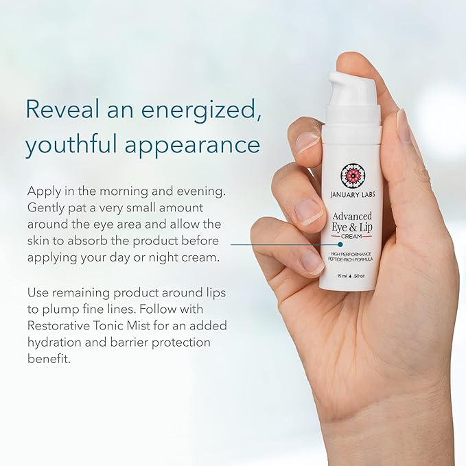 Advanced Eye and Lip Cream, High-Performance Eye Cream for Dark Circles and Puffiness, Nourishing Lip and Under Eye Cream for Wrinkles, Tri-Peptide Blend for Youthful Glowing Skin, 15mL