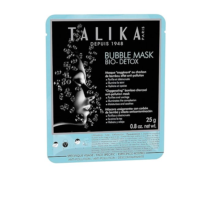 Talika Bubble Mask Bio Detox - Oxygenation & Anti-Pollution Face Mask - Foaming Action Microbubble Detox Mask - Purifying & Protecting Beauty Sheet Mask