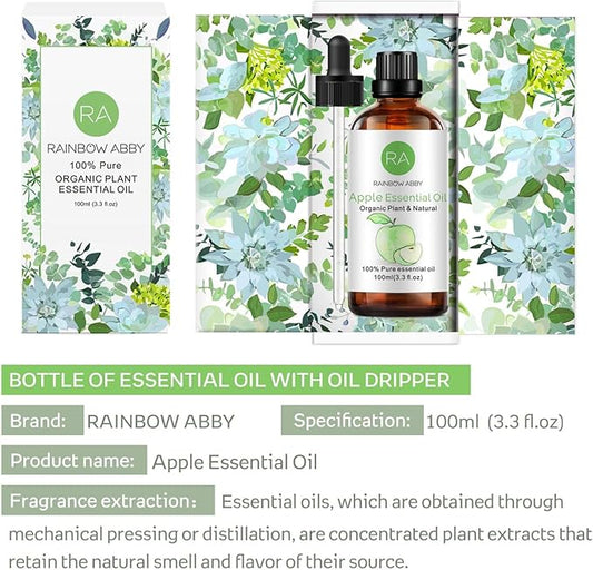 Apple Essential Oil (100ML), 100% Pure Natural Organic Apple Oil for Diffuser, Massage, Skin Care, Yoga