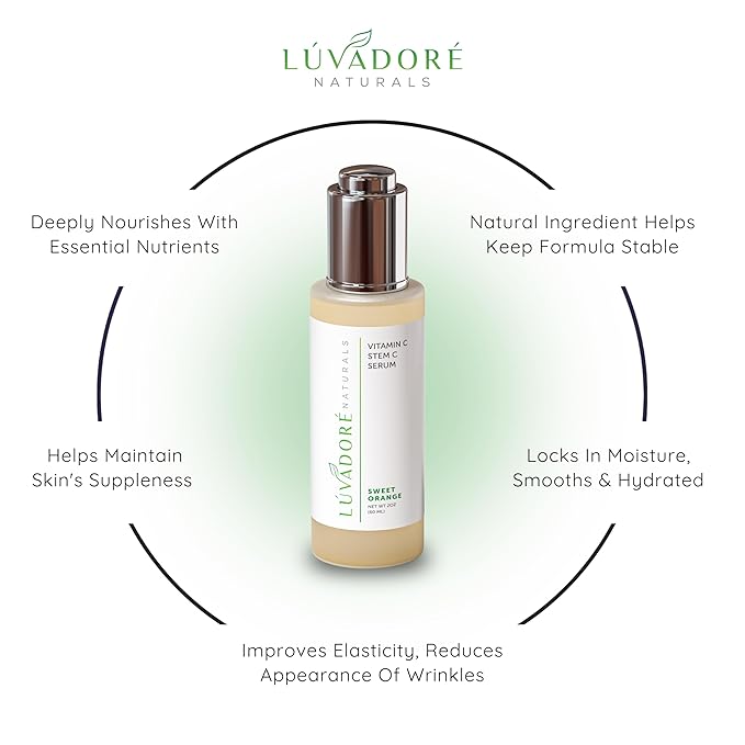 Vitamin C Serum for Face & Neck 2oz - 20% Vit C Serum Face, Reduces Dark Spots, Firms Skin with Orange Stem Cells, Plant Based Vitamin C, Anti-Aging, Natural Clean Beauty