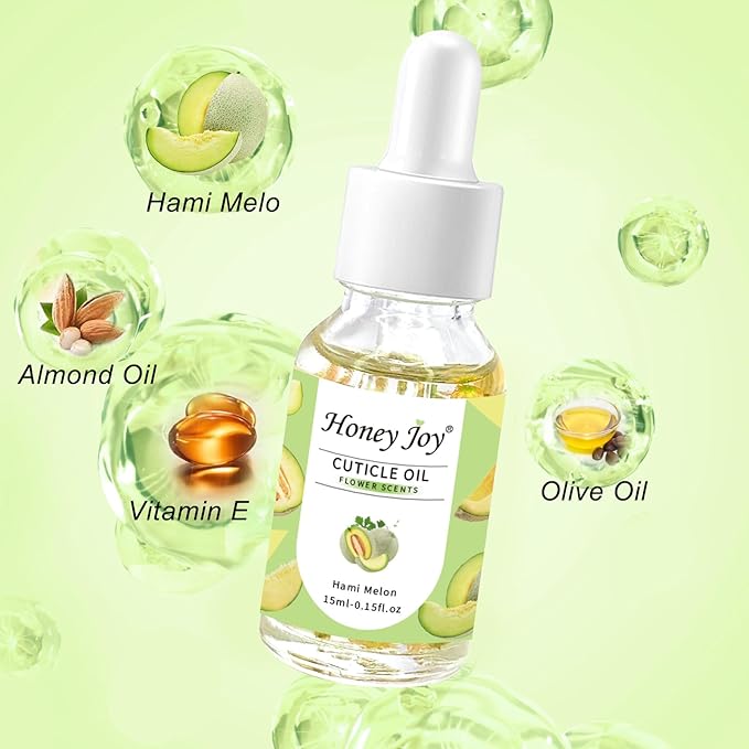 Honey Joy Cuticle Oil for Nails – Nail Oil Cuticle for Nail Care, Cuticle Nail Oil for Growth and Strength, Cuticle Oil for Nails, 0.5 fl. oz (Hami Melon)