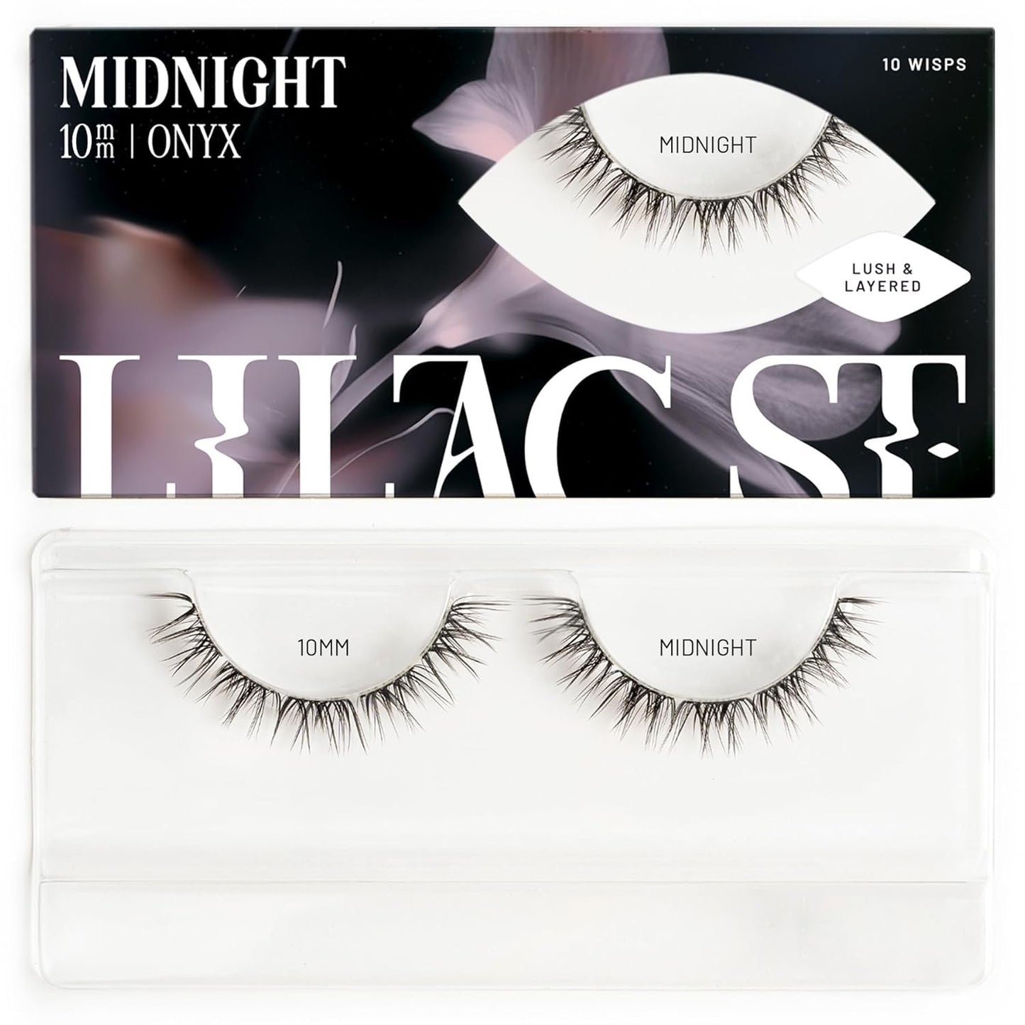 Lilac St - Midnight Dramatic Faux Eyelash Clusters (10mm) - Dark & Lush - DIY Lash Extension Wisps - Lightweight & Lifelike - Lasts 10 Days - Cruelty Free, Vegan, Women Founded - 10 Lashes
