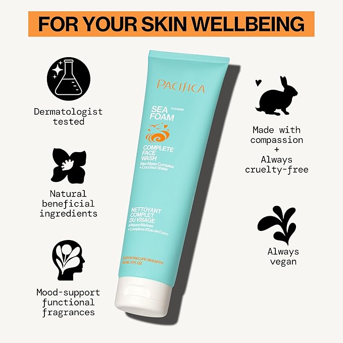 Pacifica Face Wash Set - Preppy Skincare Gift Set Value Kit for Holidays | Brightens, Tones and Deep Cleans |Glow Baby, Kale Detox and Sea Foam | 3 Pack