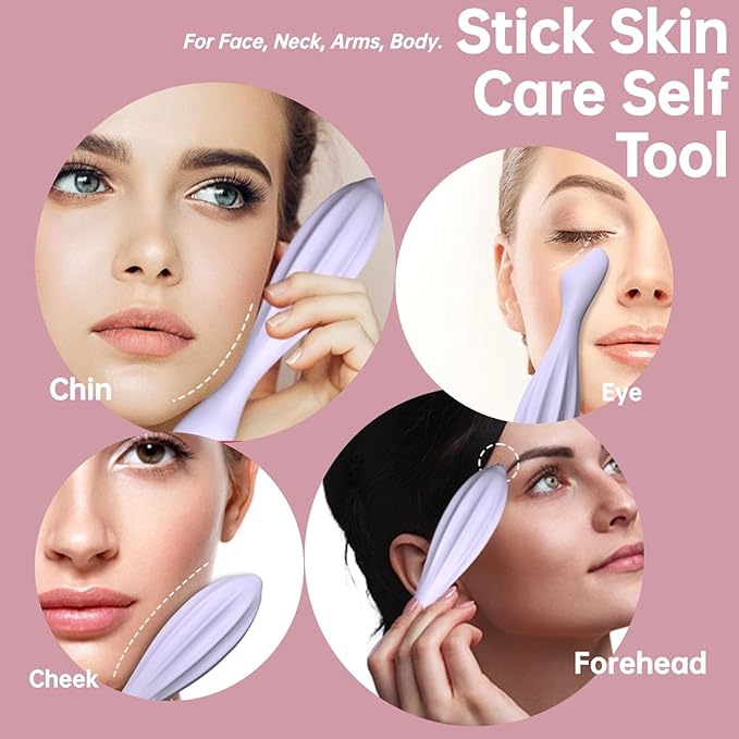 Silicone Facial Massage Roller, Face Massager Skin Lifting Tool Shapes Face Curves, Body Face Roller for Wrinkles and Skin Lifting Reduces Tiredness Promote Circulation for Women (Purple)