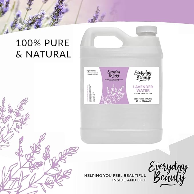Lavender Hydrosol Facial Toner Bulk - 32 oz All Natural Hydrating Spray Mist for Face and Hair - 100% All Natural Lavender Water Hydrosol