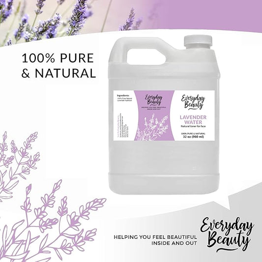 Lavender Hydrosol Facial Toner Bulk - 32 oz All Natural Hydrating Spray Mist for Face and Hair - 100% All Natural Lavender Water Hydrosol