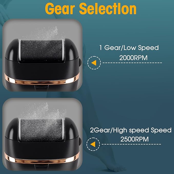 Electric Foot Scrubber, 17-in-1 Pedicure Kit, Callus Remover for Feet Electric Foot File for Dry Dead Skin, 3 Rollers, Battery Display, Black