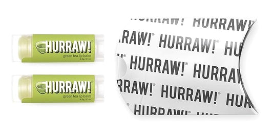 Hurraw! Green Tea Lip Balm, 2 Pack: Organic, Certified Vegan, Cruelty and Gluten Free. Non-GMO, 100% Natural Ingredients. Bee, Shea, Soy and Palm Free. Made in USA