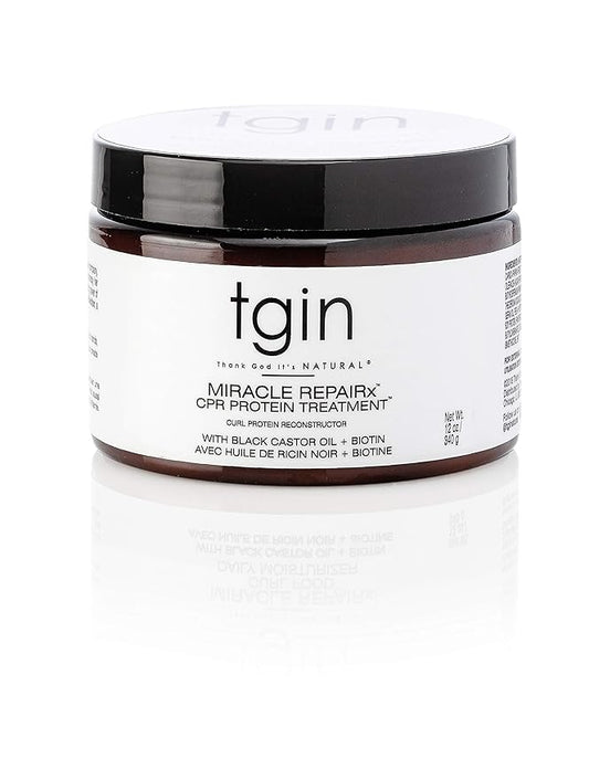 tgin Miracle RepaiRx Curl Protein Reconstructor for Curly, Coily, and Wavy Hair, with Biotin and Black Castor Oil, Nourishes and Restores Damaged, Color-Treated Hair, 12 oz